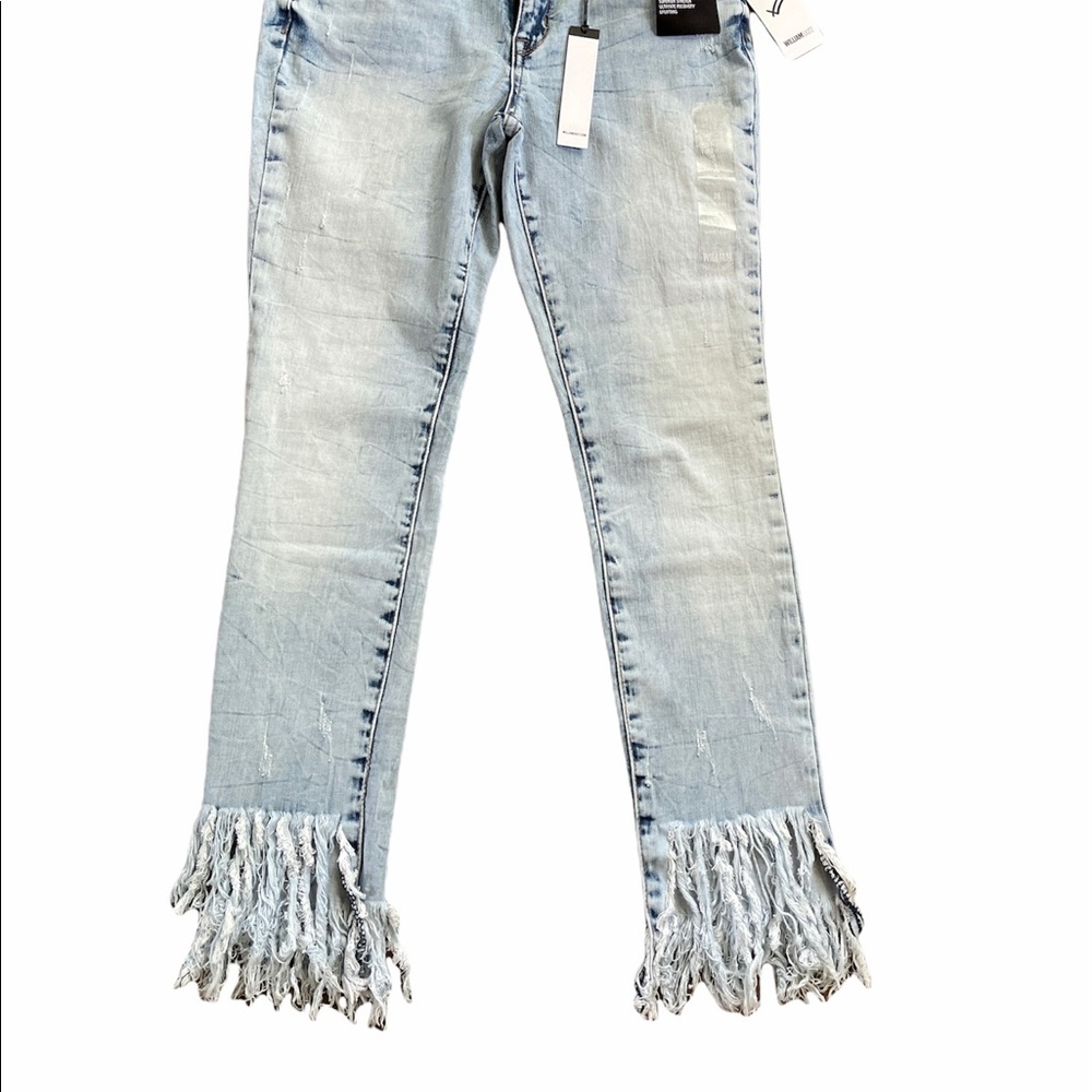 William Rast Ice Washed Fringed Hem Jeans